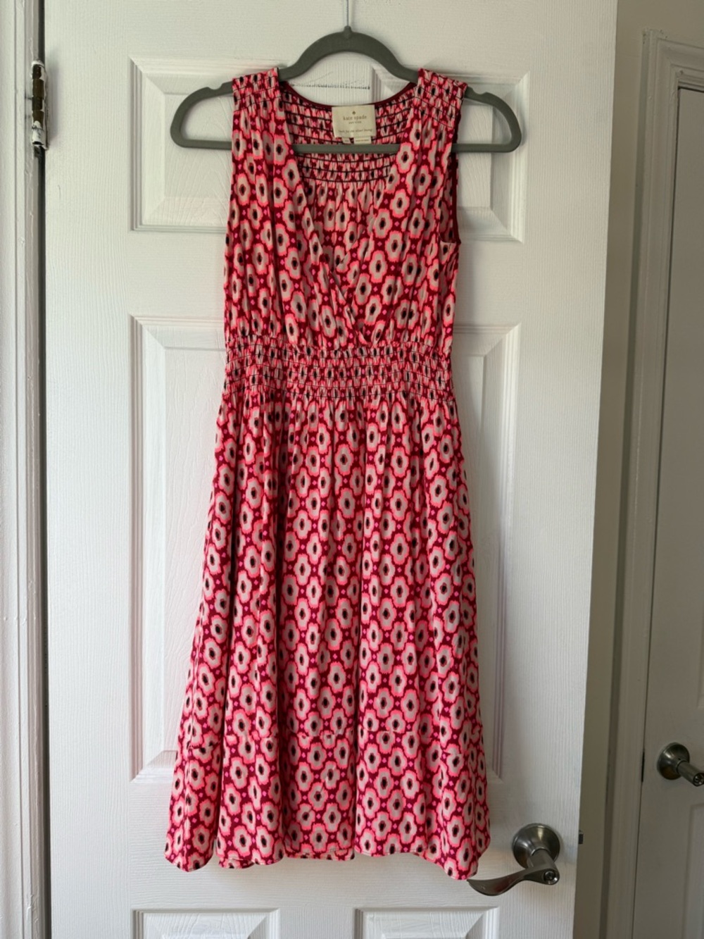 kate spade Pink and White Printed Midi Dress Size XS US